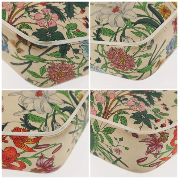 GUCCI Flora Shoulder Bag Canvas Beige Gold 001 - Picture 16 of 16